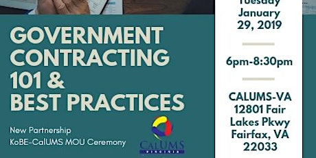2019 KoBE/USIDC 1st Quarterly Biz Seminar: Gov't Contracting & Best Practices  primary image