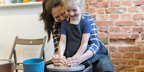 Make-a-Mug on a Pottery wheel for kids with Kelsey