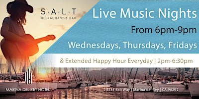 Wednesday, Thursday, and Friday Live Music Nights at SALT Restaurant & Bar primary image