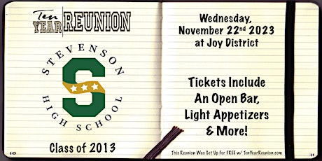 Stevenson Class of 2013 Reunion - Tix Available for At the Door - CASH ONLY primary image