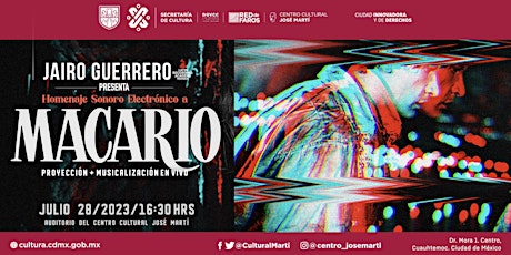 Imagen principal de CC José Martí presenta Macario - Musicalizado en vivo por Jairo Guerrero