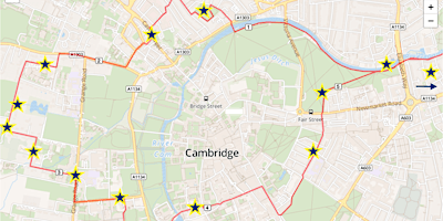 The Cambridge Circuit treasure hunt for cycling, scooters or walking