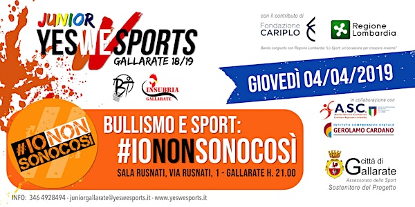 “Bullismo e sport: #IONONSONOCOSì”