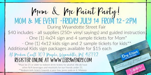 Mom & Me Paint Party - Friday July 14  from 12-2pm primary image