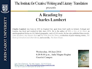 JCU presents a Reading by Charles Lambert primary image