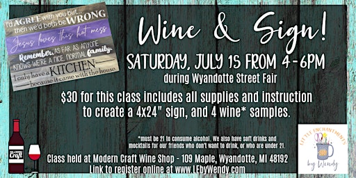 Wine & Sign Saturday, July 15 from 4-6pm primary image
