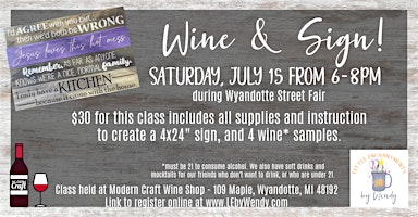 Wine & Sign Saturday, July 15 from 6-8pm primary image