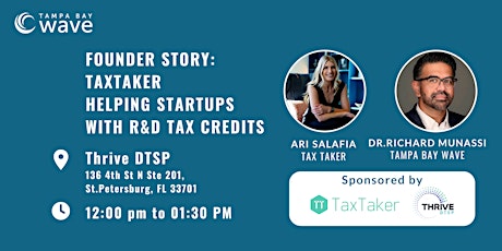 Imagem principal do evento Founder Story: TaxTaker helping startups with R&D Tax Credits