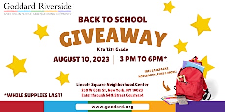 Lincoln Square Neighborhood Center Back to School Giveaway primary image