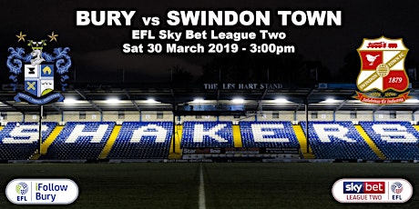 Bury vs Swindon Town: SWINDON TOWN supporters only primary image