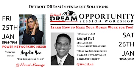 Detroit Dream Investors Mixer and Opportunity Session Workshop  primary image