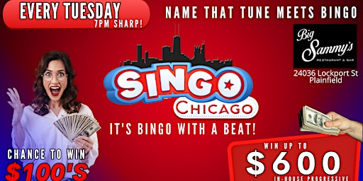 Imagem principal do evento SINGO - Music Bingo @ Big Sammys Plainfield