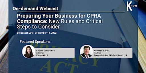 Recorded Webcast: Preparing Your Business for CPRA Compliance