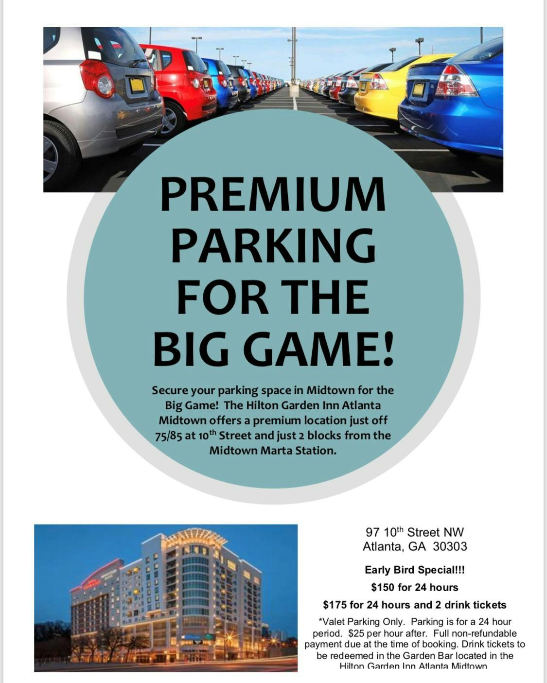 Premium Parking In Midtown During The Big Game At Hilton Garden