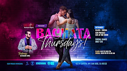 Primaire afbeelding van Bachata Thursdays: Bachata Dance Classes for Beginners!