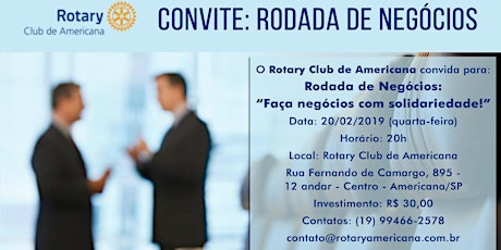 Imagem principal do evento Rodada de Negócios do Rotary Club de Americana