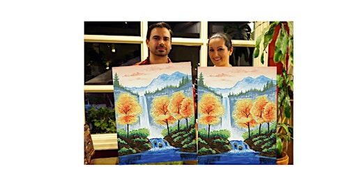 Imagem principal do evento Autumn Waterfall-Glow in the dark on canvas for couples - paint with Marian