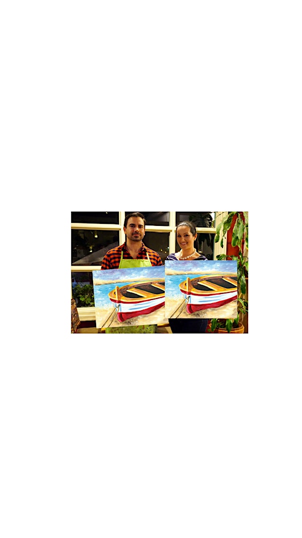Beached Boat-Glow in the dark on canvas for couples - paint with Marian
