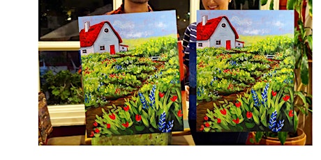 Cottage in the Meadow- Canvas bachelorette party - paint with Marian