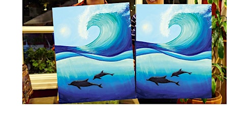 Dolphin Wave- Canvas bachelorette party - paint with Marian