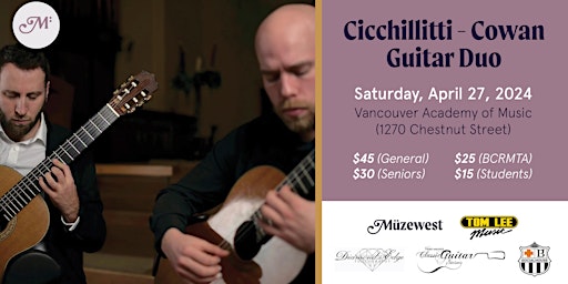 Imagem principal do evento Muzewest Concerts presents Cicchillitti - Cowan Guitar Duo
