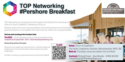 Primaire afbeelding van TOP Networking Pershore Breakfast (working with Clive's Of Cropthorne)