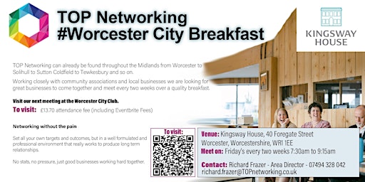 Immagine principale di TOP Networking Worcester City Breakfast (working with Kingsway House) 