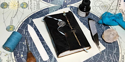 Charms and Curses Spellbook - a leather wraparound bookbinding workshop primary image