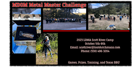 Primaire afbeelding van MDOM Metal Detector Master Challenge at Scott Bar, California