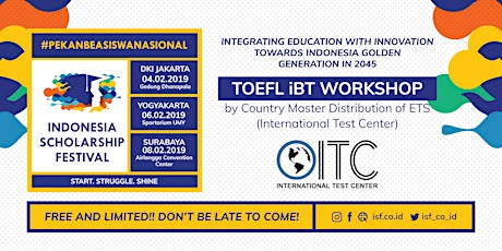 WORKSHOP & SIMULATION OF TOEFL IBT ISF (SURABAYA) primary image