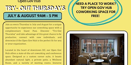 Free Coworking Day (Try-Out Thursdays!) at the Open Gov Hub primary image