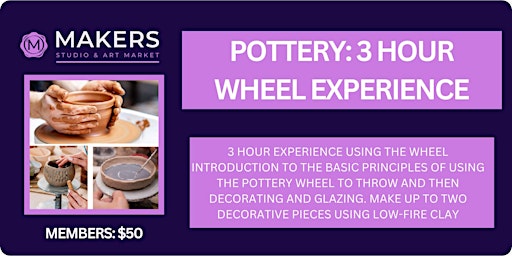 POTTERY: 3 HOUR WHEEL EXPERIENCE primary image