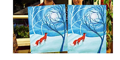 Primaire afbeelding van Fox in the Forest-Glow in the dark on canvas for couples-paint with Marian