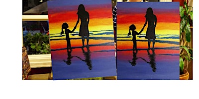 Mother and Child Silhouette- Canvas bachelorette party - paint with Marian primary image