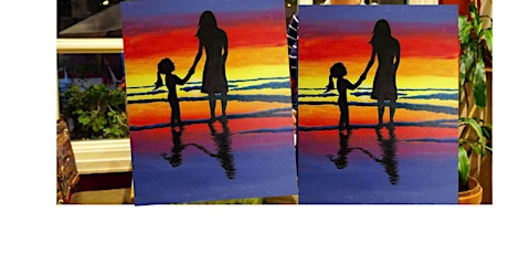 Mother and Child Silhouette- Canvas bachelorette party - paint with Marian