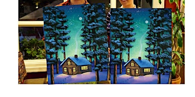 Image principale de Warm Winter Cabin- Canvas bachelorette party - paint with Marian