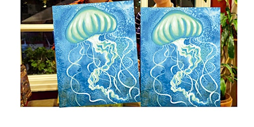 Watercolor Jellyfish- Canvas bachelorette party - paint with Marian
