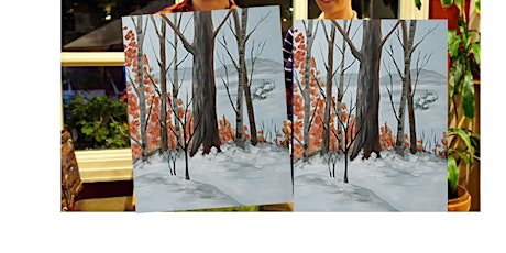 Winter in the Woods- Canvas bachelorette party - paint with Marian