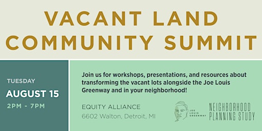 JLG Neighborhood Planning Study - Vacant Land Community Summit primary image