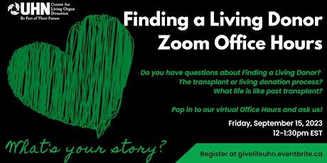 Image principale de Drop In Virtual Office Hours: How to Find a Living Donor