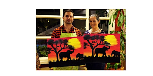 African Sunset I-Glow in dark, 3D, Acrylic or Oil-Canvas Painting Class  primärbild