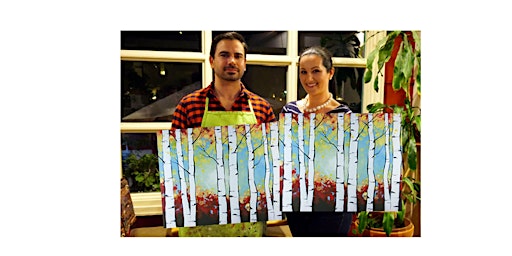 Imagem principal do evento Birch Trees-Glow in dark, 3D, Acrylic or Oil-Canvas Painting Class