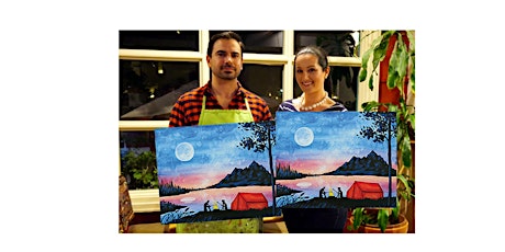 Camping at the Lake-Glow in dark, 3D, Acrylic or Oil-Canvas Painting Class