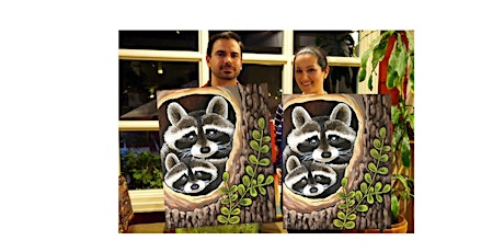 Curious Raccoons-Glow in dark, 3D, Acrylic or Oil-Canvas Painting Class