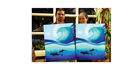 Imagem principal do evento Dolphin Wave-Glow in dark, 3D, Acrylic or Oil-Canvas Painting Class