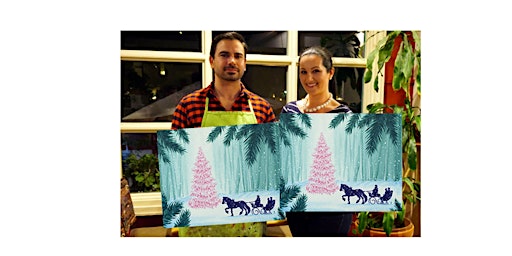 Imagem principal do evento Evening Sleigh Ride-Glow in dark, 3D, Acrylic or Oil-Canvas Painting Class
