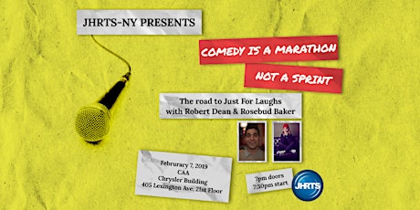 JHRTS-NY Presents: Comedy is a Marathon Not a Sprint: The Road to JFL, with Robert Dean & Rosebud Baker primary image