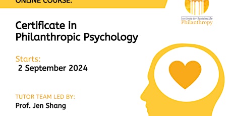Certificate in Philanthropic Psychology  (2nd September 2024) primary image