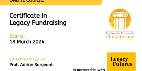 Certificate in Legacy Fundraising  (18 March 2024) primary image