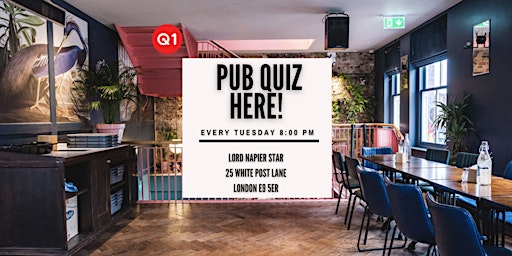 Primaire afbeelding van Tuesday Night Quiz at the Lord Napier